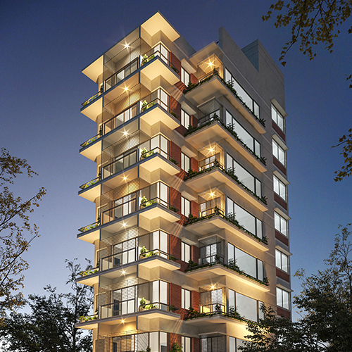 Contemporary residential building on a city street